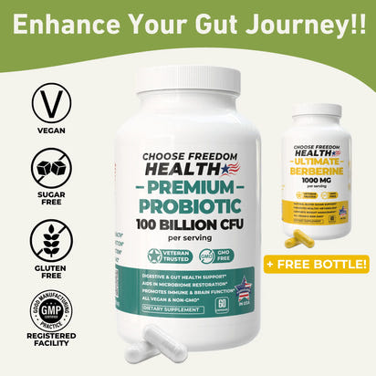 Premium Probiotic 100 Billion CFU + FREE Berberine HCL 1000MG KITCHWAVE